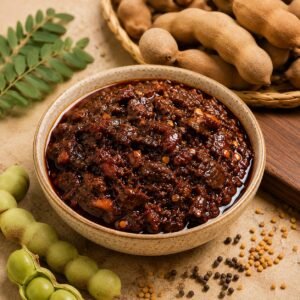 Raw tamarind pickle (చింతకాయ పచ్చడి)